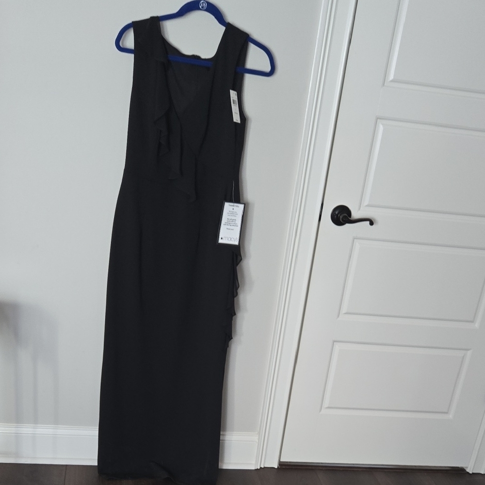 BCBG Elegant Black Ruffle Maxi Dress